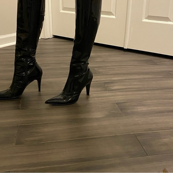 NIB Kemal Tanca Black Patent Leather Knee-High Boots - Size 9.5 - Picture 4 of 16
